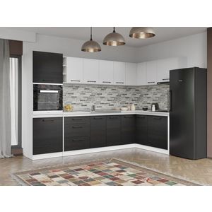 Set Mobila Bucatarie Colt Mina Yang 300*160 Alb/Ferrara C198 imagine