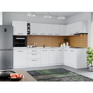 Set Mobila Bucatarie Colt Mina Pure 300*160 Alb C195 imagine