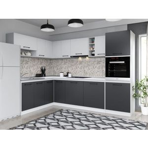 Set Mobila Bucatarie Colt Mina Dual 180*280 Gri Antracit/Alb C191 imagine
