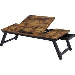 Masuta pentru laptop, Songmics, inaltime ajustabila, 71 x 35 x 23 cm, MDF/bambus, maro rustic imagine