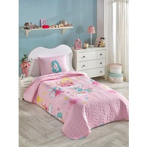 Set cuvertura Single 160x220 cm, 2 piese, L'essentiel Maison, Unicorn Dreams, Pink / Blue / White / Yellow imagine