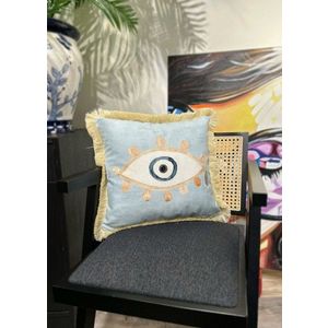 Perna, YST0406, 45x45 cm, Albastru / Auriu / Alb / Crem imagine