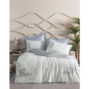 Lenjerie de pat dubla, L'essentiel Maison, Biana, Gri/Alb imagine