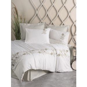 Lenjerie de pat dubla, L'essentiel Maison, Urian, Bej/Alb imagine