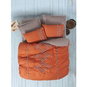 Lenjerie de pat dubla, L'essentiel Maison, Liya, Roșu-greutate / Bej imagine