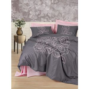 Lenjerie de pat dubla, L'essentiel Maison, Primula, Bumbac Ranforce, Roz imagine