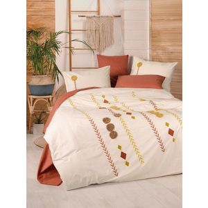 Lenjerie de pat dubla, L'essentiel Maison, Amaris, Bumbac Ranforce, Caramiziu imagine