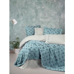 Set lenjerie de pat si cuvertura dubla, L'essentiel Maison, Aldo, Verde menta imagine