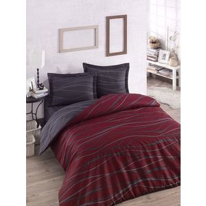Lenjerie de pat dubla, L'essentiel Maison, Verda, Roșu Claret / Antracit imagine