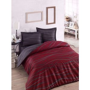 Lenjerie de pat dubla 3 piese, L'essentiel Maison, Verda, 65% bumbac/35% poliester, Roșu Claret / Gri imagine