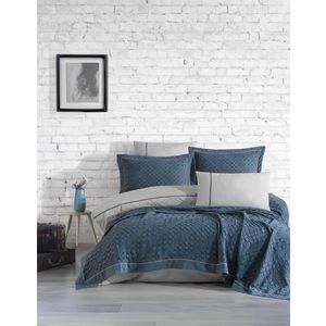 Set cuvertura de pat dubla 3 piese, L'essentiel Maison, Helen, Albastru imagine