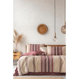 Lenjerie de pat dubla, L'essentiel Maison, Rome, Bumbac;Poliester, Roșu Claret / Bej imagine