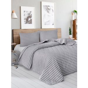 Cuvertura matlasata dubla, L'essentiel Maison, Water Yollu Saten, Bumbac;Poliester , Gri deschis imagine