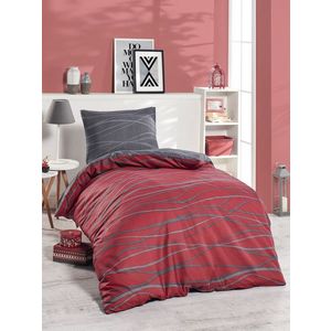 Lenjerie de pat pentru o persoana 2 piese, L'essentiel Maison, Verda, 65% bumbac/35% poliester, Roșu Claret / Gri imagine