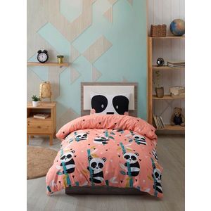 Lenjerie de pat pentru o persoana 2 piese, L'essentiel Maison, Panida, 65% bumbac/35% poliester, Roz / Verde / Negru / Alb imagine