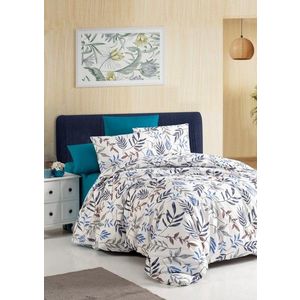 Lenjerie de pat pentru o persoana, L'essentiel Maison, Hana, Alb / Albastru / Albastru închis / Gri imagine