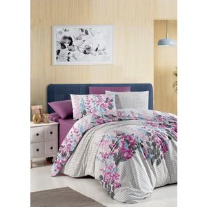 Lenjerie de pat pentru o persoana, L'essentiel Maison, Neva, Mov / Alb / Albastru / Gri imagine