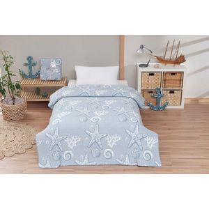 Patura Single, L'essentiel Maison, Cotton Sandy, Albastru imagine