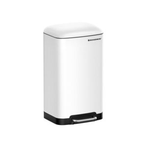 Cos de gunoi cu pedala 30 L, Songmics, Slim, inchidere soft close, 34.5x32.5x61.5 cm, otel, alb imagine