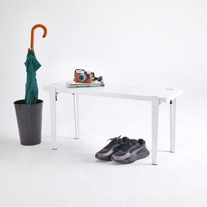 Banca, Hanah Home, Khalkeus, 90x45x30 cm, Alb imagine