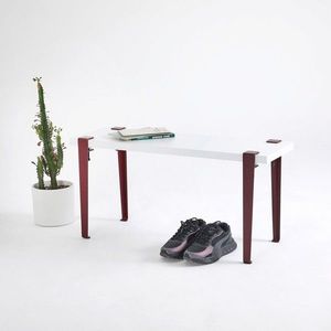 Banca, Hanah Home, Khalkeus, 90x45x30 cm, Alb / Burgundia imagine