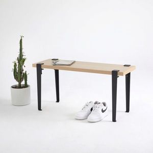 Banca, Hanah Home, Khalkeus, 90x45x30 cm, Lemn/Negru imagine