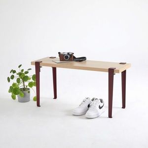 Banca, Hanah Home, Khalkeus, 90x45x30 cm, Lemn / Burgundy imagine