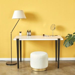 Masa de machiaj, Hanah Home, Elaea, 90x75x45 cm, Alb/Negru imagine