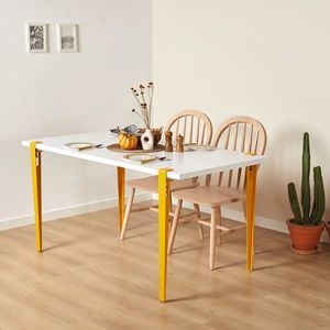 Masa, Hanah Home, Eurotas, 120x75x60 cm, Alb / Galben imagine