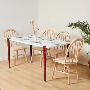 Masa, Hanah Home, Pineios, 150x75x75 cm, Alb / Burgundia imagine