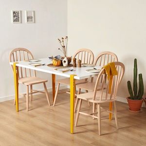 Masa, Hanah Home, Pineios, 150x75x75 cm, Alb / Galben imagine