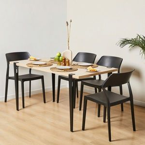 Masa, Hanah Home, Pineios, 150x75x75 cm, Lemn/Negru imagine