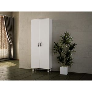 Dulap pentru baie, Wooden Art, Arizona 2 Kapak White, 59.4x161.5x31.5 cm imagine