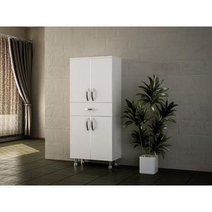 Dulap pentru baie, Wooden Art, Arizona 4 Kapak White, 59.4x140x31.5 cm imagine