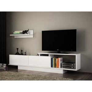 Comoda TV cu dulap, Wooden Art, Asos White imagine