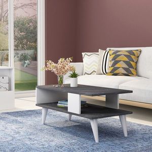 Masuta de cafea, Hanah Home, Ayca, 90x40x45 cm, Alb/Negru imagine