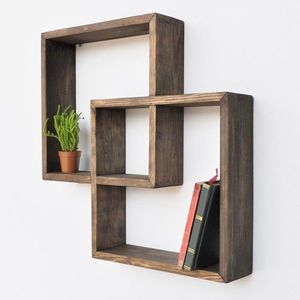 Raft pentru perete Raf045, Evila Originals, 51x8x51 cm, maro imagine