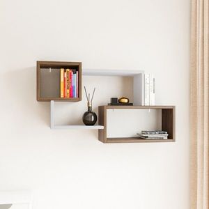 Raft pentru perete Ayder, Kalune Design, 90x20x51 cm, maro/alb imagine