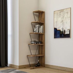 Biblioteca Tlos, Kalune Design, 50x22x150 cm, natural/negru imagine