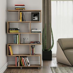 Biblioteca Elif, Kalune Design, 90x20x156 cm, maro imagine