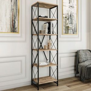 Biblioteca Suadiye, Kalune Design, 50x35x180 cm, natural/negru imagine