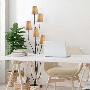 Lampadar, Bonibon - 13236, Fulgor, 44 x 44 x 160 cm, 5 x E14, 40W, negru/bej imagine