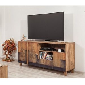 Comoda TV, Sapphire, Marina Mila, 160 x 76 x 45 cm, pal melaminat, maro imagine