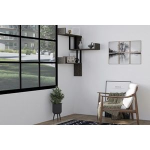 Raft de perete, Hanah Home, Bombe- Anthracite, 105x60x20 cm, Antracit imagine