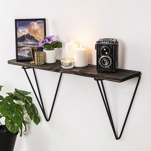 Raft de perete, Hanah Home, Gladiolus, 60x30x15 cm, Negru / Nuc Inchis imagine