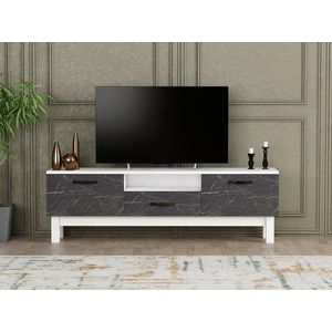 Comoda TV, Hanah Home, Suzi, 150x48.8x35.3 cm, Alb/Negru imagine