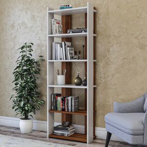 Corp biblioteca, Hanah Home, Sakran, 63x180x32 cm, Alb/Maro imagine