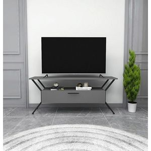 Comoda TV, Hanah Home, Tarz, 124x54x35 cm, Antracit / Negru imagine