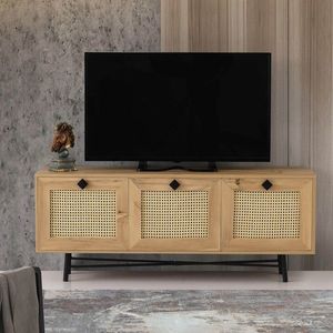 Comoda TV, Hanah Home, Alcazar 140, 140x55x40 cm, Stejar / Negru imagine