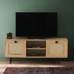 Comoda TV, Hanah Home, Begonya 140, 140x60x40 cm, Stejar / Negru imagine
